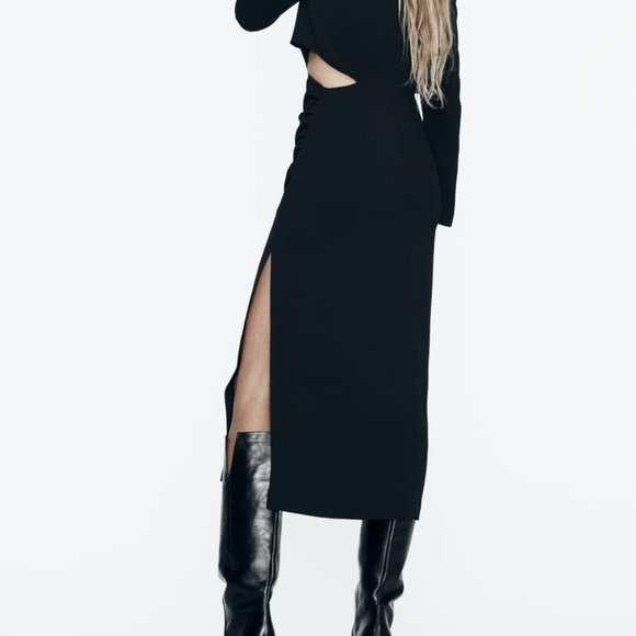 CUT OUT CREPE DRESS - Picture 2 of 6